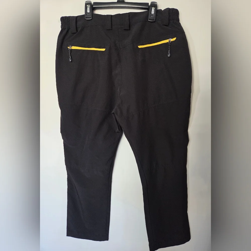 Womens Black Pants with Yellow Zipper Accents - Picture 2 of 3